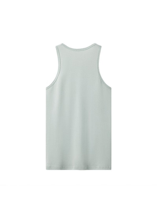 THREEGUN Sanqiang Children's Comfortable Skin-friendly Striped Uni Kids' Round Neck Vest Green 160 - Image 2
