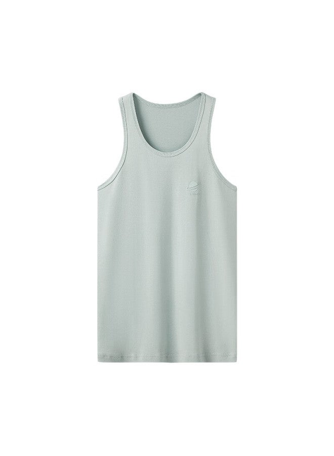 THREEGUN Sanqiang Children's Comfortable Skin-friendly Striped Uni Kids' Round Neck Vest Green 160 - Image 1