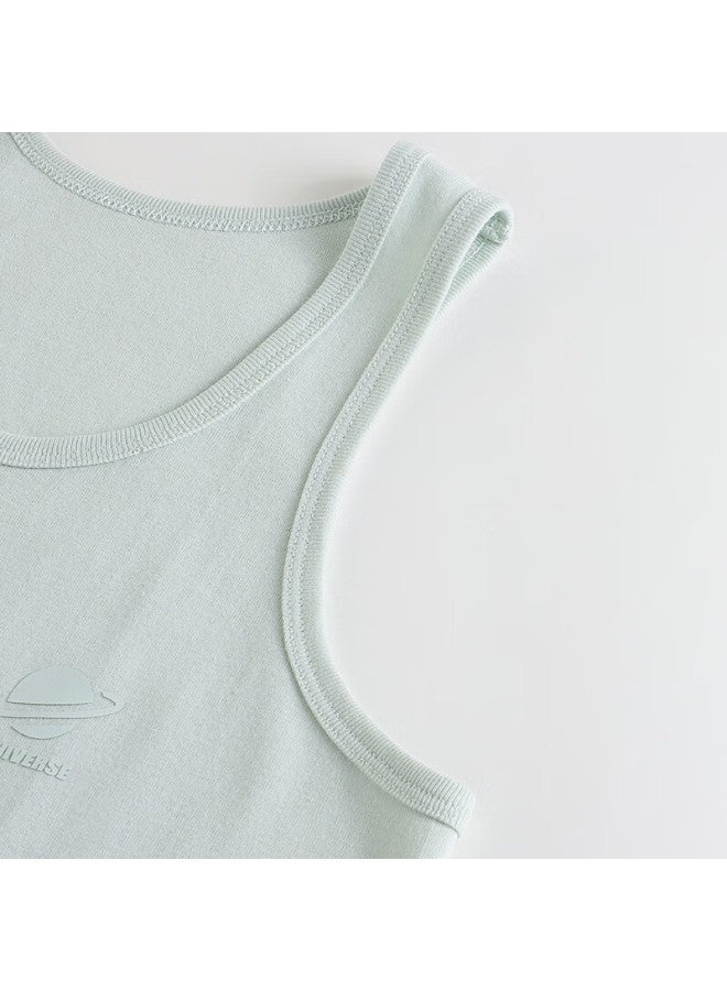 THREEGUN Sanqiang Children's Comfortable Skin-friendly Striped Uni Kids' Round Neck Vest Green 160 - Image 5