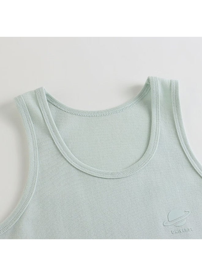 THREEGUN Sanqiang Children's Comfortable Skin-friendly Striped Uni Kids' Round Neck Vest Green 160 - Image 3