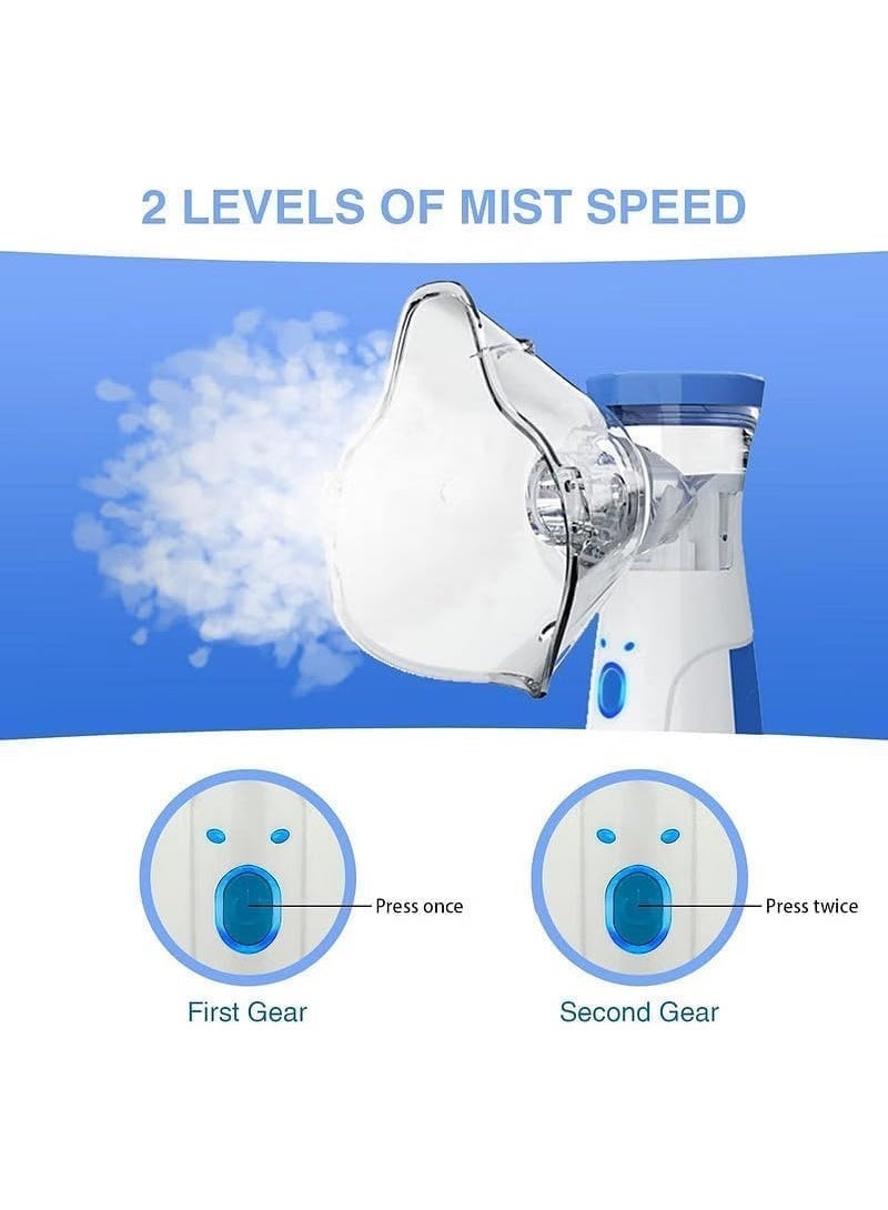جهاز استنشاق شبكي محمول باليد - مرطب أوتوماتيكي بالموجات فوق الصوتية للبالغين والأطفال، يشمل أقنعة وقطع فم، مثالي للاستخدام المنزلي والسفر. جهاز استنشاق محمول، أجهزة تبخير صغيرة. - Image 5