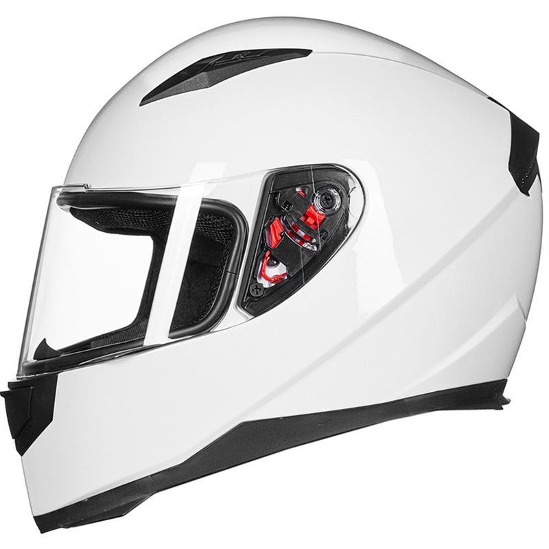 ILM Full Face Motorcycle Street Bike Helmet with Removable Winter Neck Scarf + 2 Visors DOT Model-JK313 (M, White) - Image 3