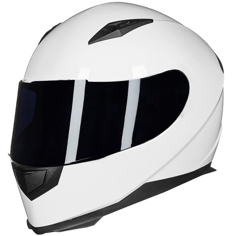ILM Full Face Motorcycle Street Bike Helmet with Removable Winter Neck Scarf + 2 Visors DOT Model-JK313 (M, White) - Image 5