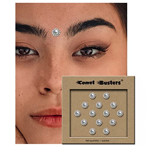 Comet Busters Round Pearl Bindis With Stone Border (6mm) (BV2016) - Image 4