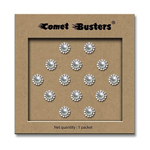 Comet Busters Round Pearl Bindis With Stone Border (6mm) (BV2016) - Image 3