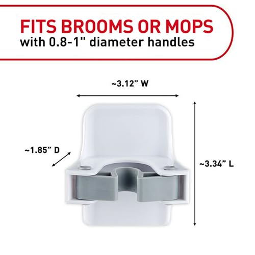 Command 3M Command Broom Gripper,Holds 1.8kg, No paint Damage, Holds Strongly, Reusable, Adhesive hooks for wall, Multi-surface, hanging broom, wiper, long handle brushes (White, 1 Hook, 2 Strips) - Image 2