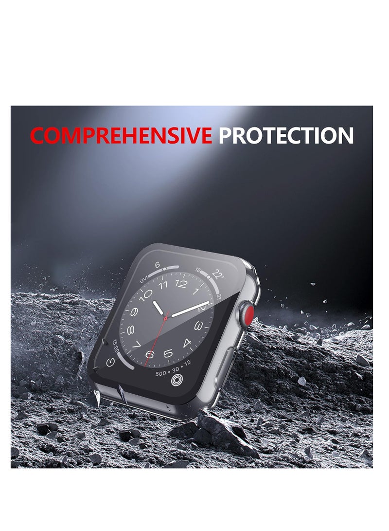 Compatible with Apple Watch Case with Screen Protector, Full Protective Cover Case Hard PC Bumper + 9H Bulletproof Glass Screen Protector for Apple iWatch, Black, Aplle Watch 38mm Series 1/2/3 - Image 3