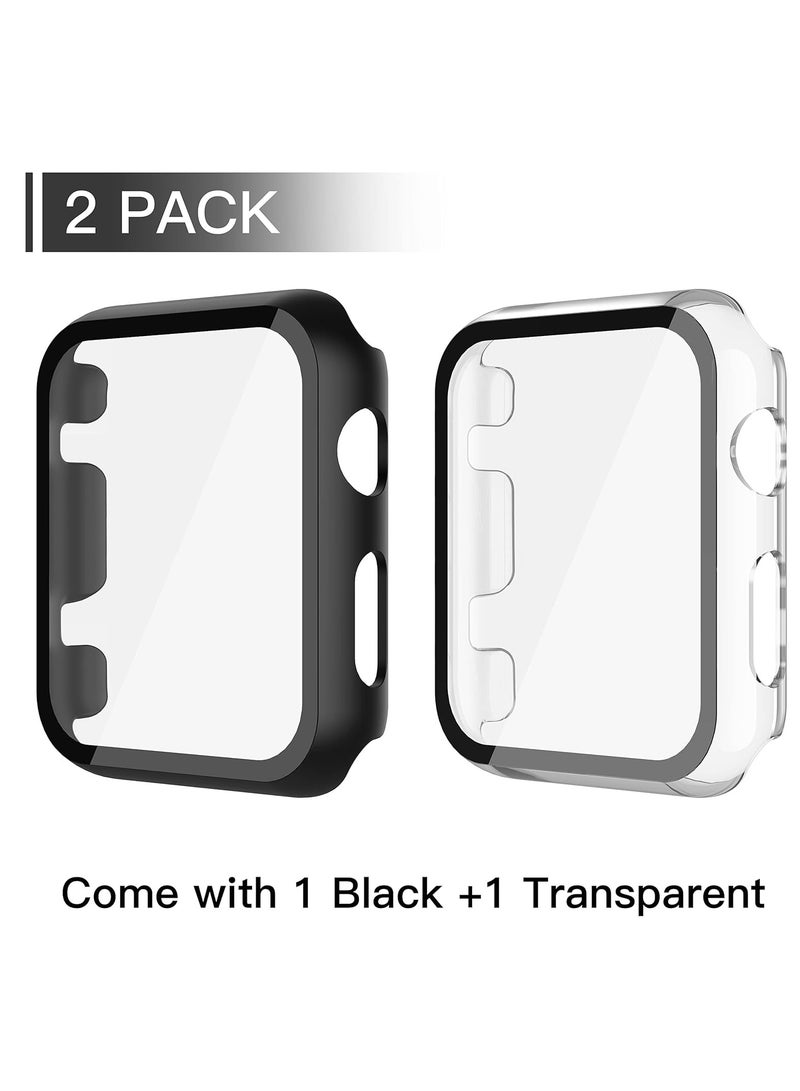 Compatible with Apple Watch Case with Screen Protector, Full Protective Cover Case Hard PC Bumper + 9H Bulletproof Glass Screen Protector for Apple iWatch, Black, Aplle Watch 38mm Series 1/2/3 - Image 4