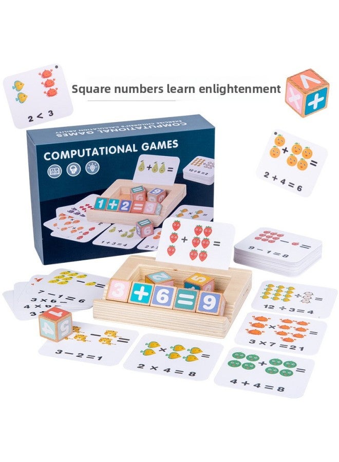 Wooden Square Numbers Word Game Puzzle Early Childhood Education Enlightenment Letter Matching Building Block Toys Wholesale-Color:Digital Block - Image 3