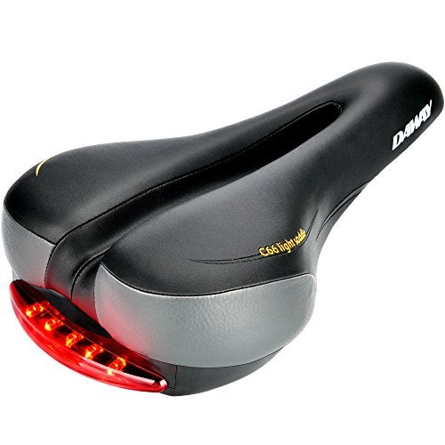 DAWAY Comfortable Men Women Bike Seat - DAWAY C66 Foam Padded Leather Road Mountain Bicycle Saddle Cushion with Taillight, Waterproof, Soft, Breathable, Fit MTB, Most Bikes, for Everyone - Image 1