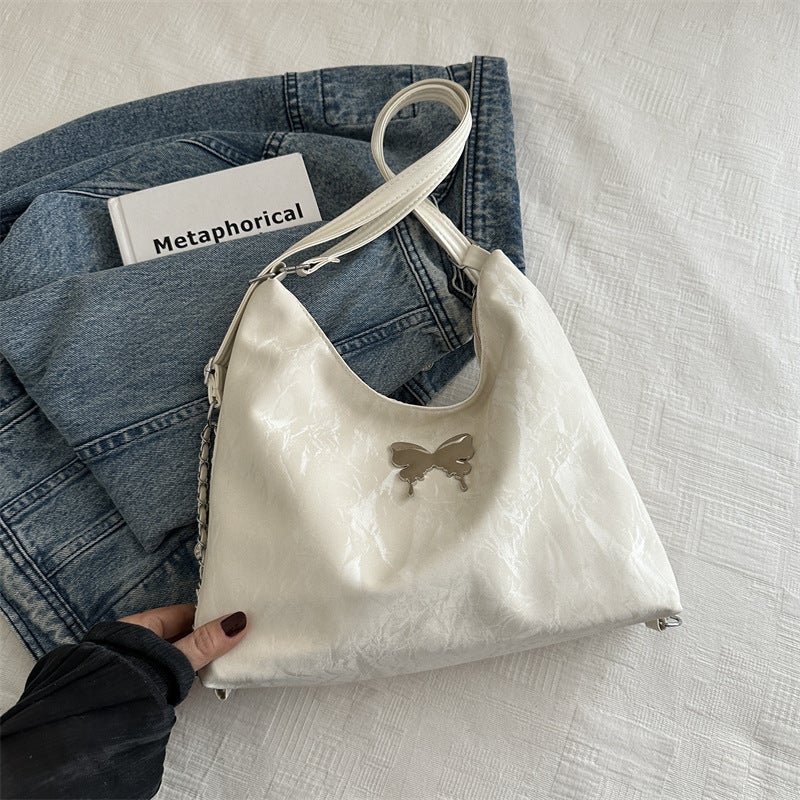 2024 Korean Spring Casual Large Shoulder Bag White 