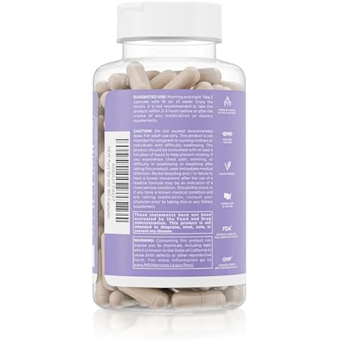 PURE FOR MEN بيور فور هير مكمل ألياف نباتي للنساء | تخفيف الانتفاخ والغازات، يدعم صحة الجهاز الهضمي، الانتظام والتحكم في الشهية | 160 كبسولة - Image 2