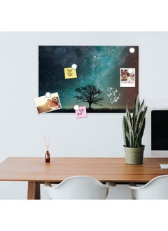 Navaris Magnetic Dry Erase Board - 16 X 24 Inches Decorative White Board For Wall With Design, Includes 5 Magnets And Marker - Starry Sky And Tree  - Image 2