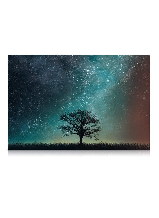 Navaris - Magnetic Dry Erase Board - 16 X 24 Inches Decorative White Board For Wall With Design, Includes 5 Magnets And Marker - Starry Sky And Tree - Image 1