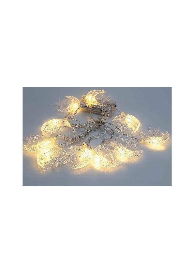 انارة زينة رمضان على شكل هلال مضيئ - 10 هلال اضاءة اصفر- قد يختلف التصميم. - Image 1