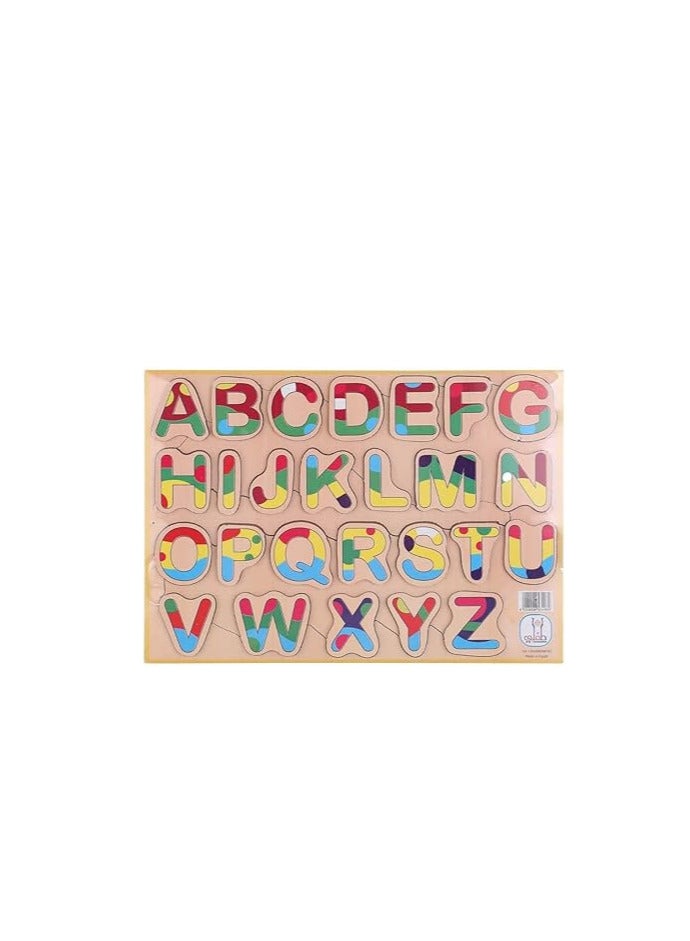 بورد بازل خشبي لتطوير المهارات مع لوحة، 23 × 33 سم - حروف باللغة الانجليزية - متعدد الالوان، طفل - Image 1