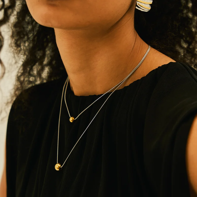 Noya  Eclipsia Necklace - Mixed Metals Layered Chain for Women | Best Price UAE