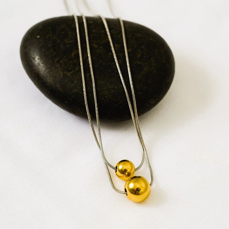 Noya  Eclipsia Necklace - Mixed Metals Layered Chain for Women | Best Price UAE