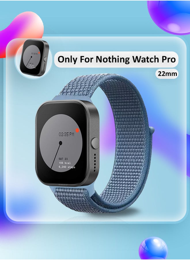 (for Nothing Watch Pro 22mm) Nylon Strap,Quick Release Bands for Women Men Sport Wristband Strap Blue
