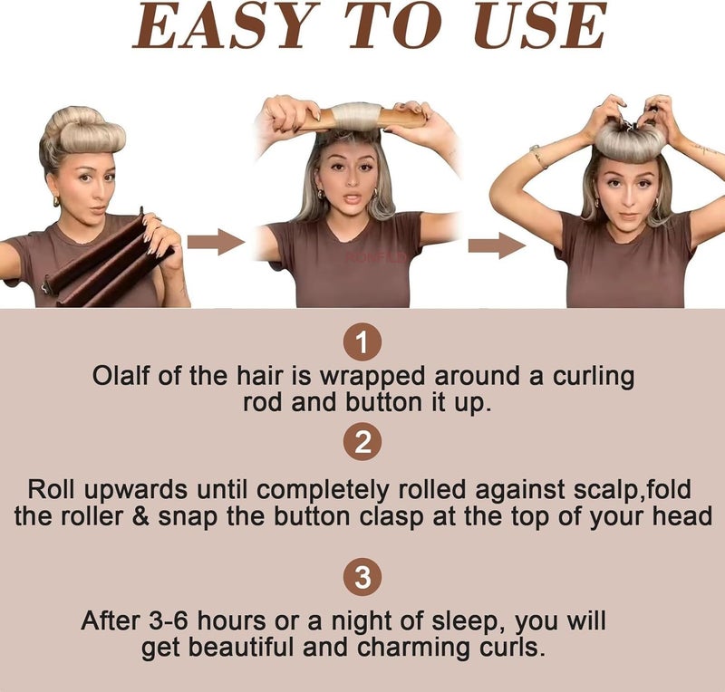 RONFILD Heatless Hair Curler, Heatless Curls With Hook, Curling Headband For Most Hair Types, No Heat Curls To Sleep For Heatless Curls Headband (pack of 3) - Image 5