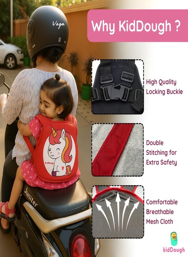 KidDough Baby Safety Belt for Kids | Two Wheeler Bike/Scooty Belt for Kids Safety, Child Harness Safety Belt with Adjustable Baby Carrier for Toddlers & Baby (Cartoon Red) - Image 3