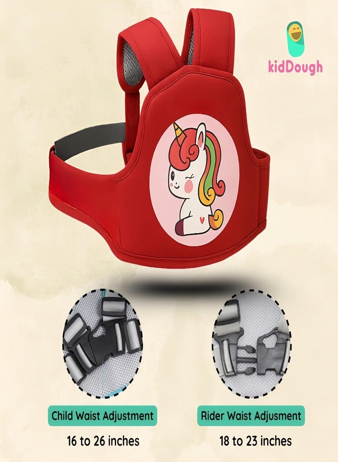 KidDough Baby Safety Belt for Kids | Two Wheeler Bike/Scooty Belt for Kids Safety, Child Harness Safety Belt with Adjustable Baby Carrier for Toddlers & Baby (Cartoon Red) - Image 4
