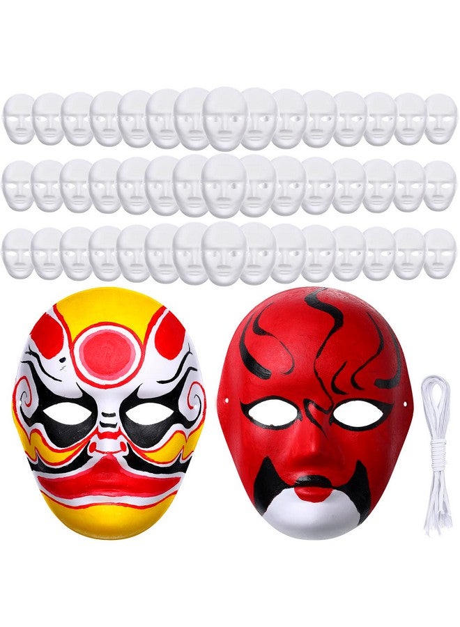 Aoriher 50 Pcs Paper Mache Mask Diy Full Face Masks White Craft Masks For Men Mask To Decorate Pulp Blank Paintable Mask Costume Craft Mask Bulk For Mardi Gras Masquerade Art Cosplay Dance Party - Image 1