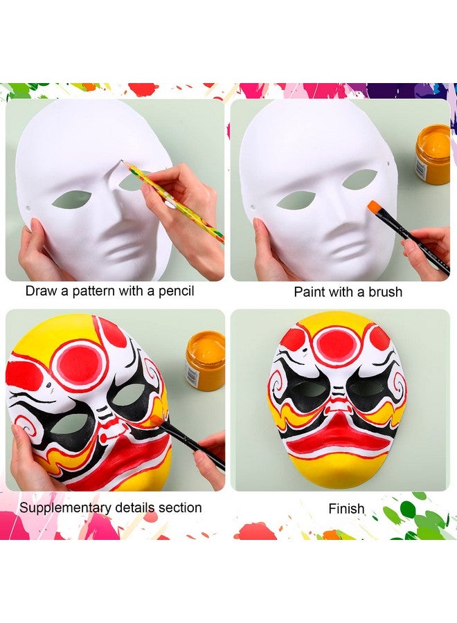 Aoriher 50 Pcs Paper Mache Mask Diy Full Face Masks White Craft Masks For Men Mask To Decorate Pulp Blank Paintable Mask Costume Craft Mask Bulk For Mardi Gras Masquerade Art Cosplay Dance Party - Image 3