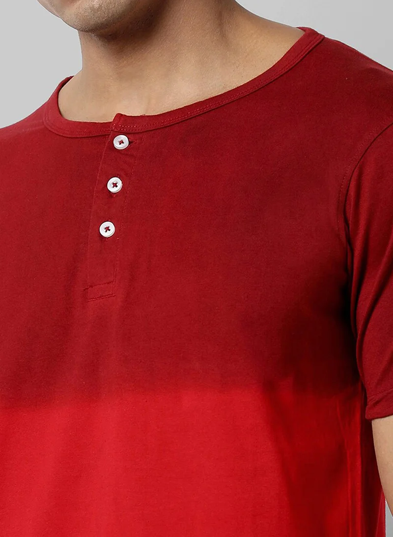 Campus Sutra Campus Sutra Men's Red Colourblocked Crewneck Short Sleeve Regular Fit T-Shirt For Casual Wear |  T-Shirt Crafted With Comfort Fit And High-Performance For Everyday Wear