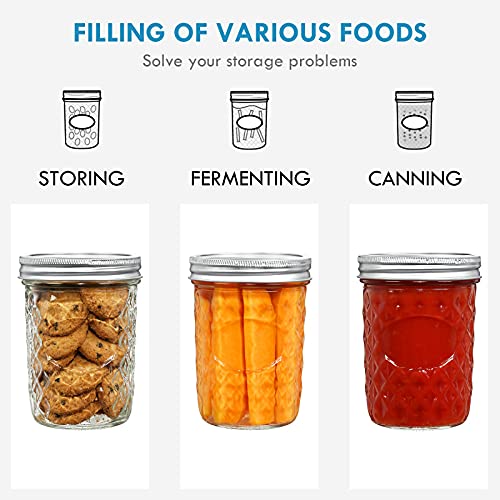 YEBODA 16 oz Mason Jars Wide Mouth Canning Jars 12 Pack Glass Jars with Silver Metal Airtight Lids and Bands for Jam, Honey, Wedding Favors, Shower Favors, Yogurt, Sauces, Overnight Oats - Image 5