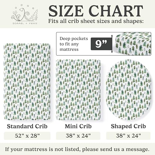 Sorrel + Fern Crib Sheets Neutral - Fitted Baby Crib Sheets Bed for Girl Boy - 2 Pack Standard & Toddler Mattress (Woodland Forest Animals) - Buttery Soft Organic Cotton Blend - Image 5