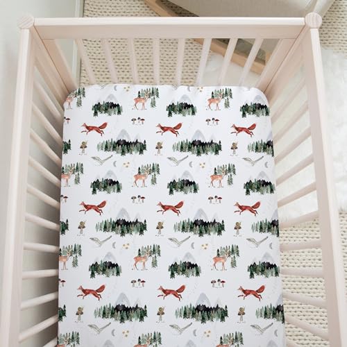 Sorrel + Fern Crib Sheets Neutral - Fitted Baby Crib Sheets Bed for Girl Boy - 2 Pack Standard & Toddler Mattress (Woodland Forest Animals) - Buttery Soft Organic Cotton Blend - Image 3