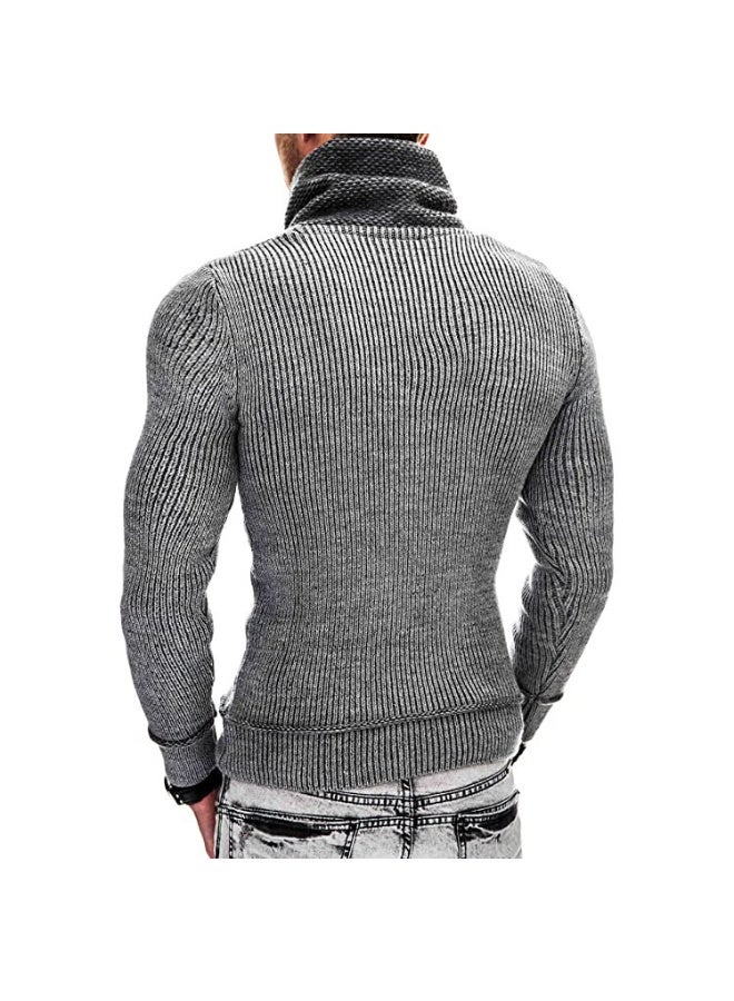 NIBEMINENT Autumn and Winter Men's Sweater Long sleeved High Neck Pocket Fashion Knitwear - Image 2