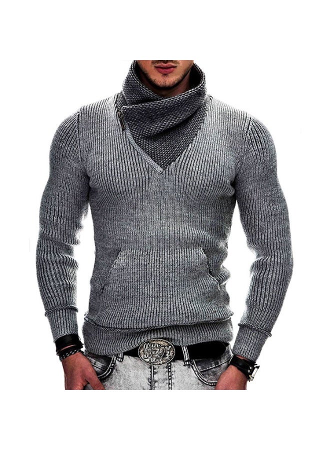 NIBEMINENT Autumn and Winter Men's Sweater Long sleeved High Neck Pocket Fashion Knitwear - Image 1
