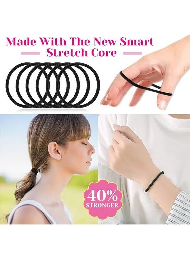 Hair Ties, 100-Piece Elastic Rubber Band Black for Women or Men, Ponytail Holders, Premium Elastic Hair Ties for Thick Hair, Hair Bands for Women's Hair - Image 5