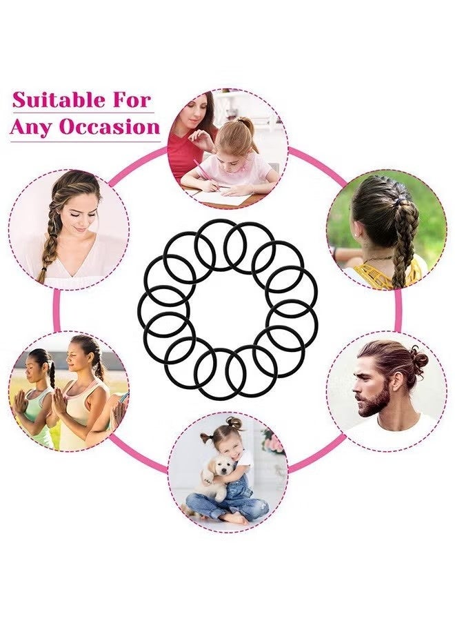 Hair Ties, 100-Piece Elastic Rubber Band Black for Women or Men, Ponytail Holders, Premium Elastic Hair Ties for Thick Hair, Hair Bands for Women's Hair - Image 2