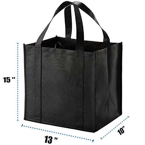 NERUB 10 Pack Reusable Reinforced Handle Grocery Bags - Heavy Duty Large Shopping Totes with Thick Plastic Bottom can hold 40 lbs - Image 2