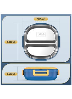 Excefore Stainless Steel Kid Bento Box, Leak-Proof, 2-Compartment, Lunch Box with Portable Cutlery-Ideal Portion Sizes for Ages 3 to10, Dishwasher Safe, Over 3 years old, Blue  - Image 4