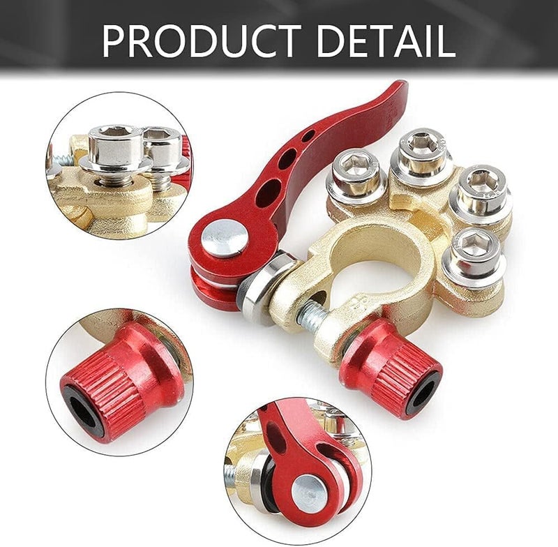 KASTWAVE Battery Terminal Clamp Connectors, Quick Release Disconnect Car Battery Terminal, 4 Way Positive Negative Car Battery Terminals Connector for SAE/JIS Type A Posts(2Pcs) - Image 2