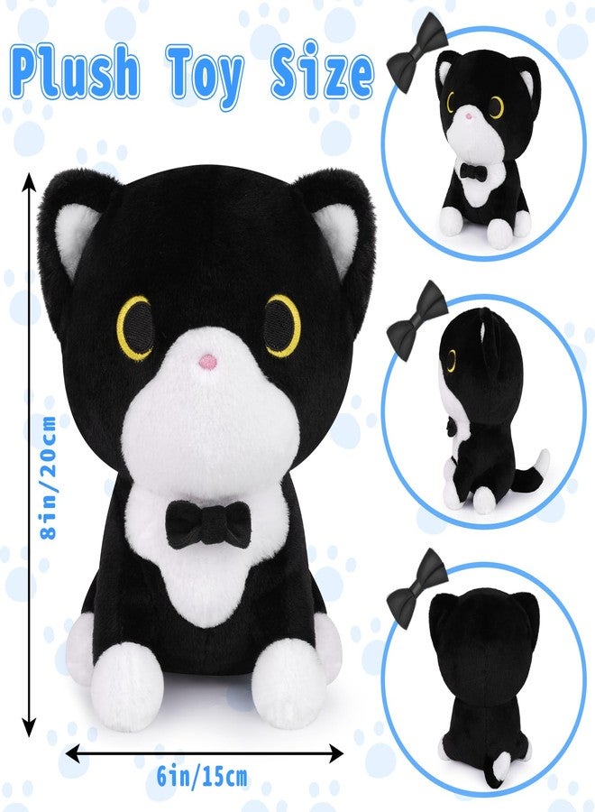 LSYDCARM Tuxedo Cat Plush Toy, Black and White Cat Stuffed Animal with Bow Tie, Anime Plushies for Girls and Boys, Cute Soft Stuffed Cat Plushie Toys for Kids, Birthday Party - Image 4