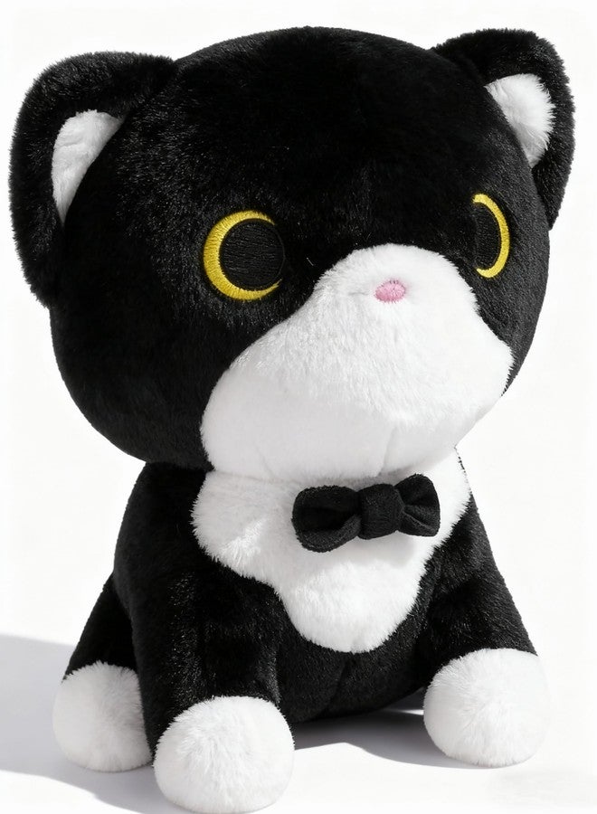 LSYDCARM Tuxedo Cat Plush Toy, Black and White Cat Stuffed Animal with Bow Tie, Anime Plushies for Girls and Boys, Cute Soft Stuffed Cat Plushie Toys for Kids, Birthday Party - Image 1