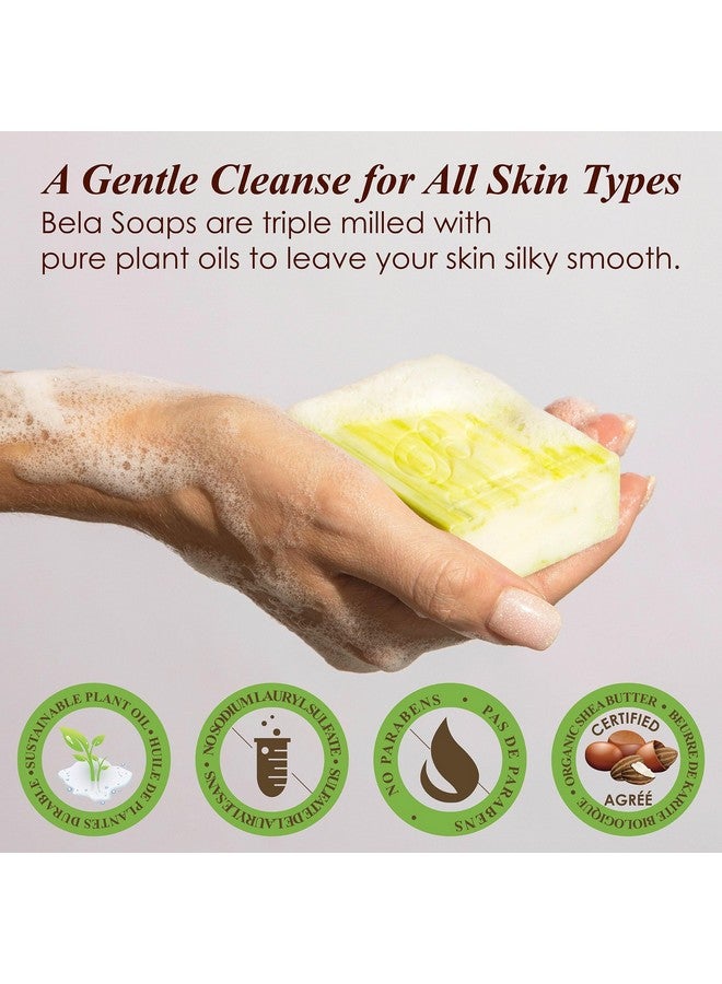 BELA - Triple Milled Pure Natural Soap Bars - Assorted, 3.3 Oz (Pack Of 6) - Organic Shea Butter - Rich Creamy Lather - Triple French Milled - Long Lasting - Made In Australia