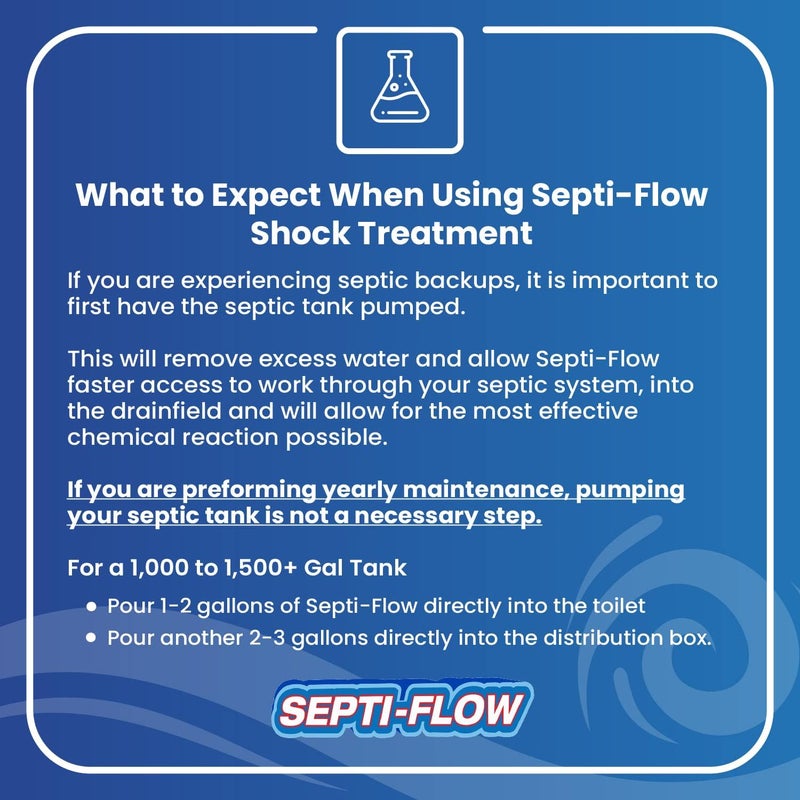 Septi-Flow Shock Septic Drainfield Repair Solution, Clears Leach Fields, Dissolves Hardened Deadpan Soil, Complete Treatment, One Gallon - 128 Fl Oz (Pack of 1) - Drain Field Treatment by Septi-Flow - Image 4
