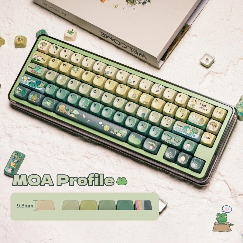 KiiBoom X Cosydiaries Rainy Froggy Day Keycap Set, 144 Keycaps, PBT Custom Keycaps for Mechanical Keyboard, Compatible with ANSI/ISO, 60%, 65%, 75%, TKL, Full-Sized Layout (MOA Profile) - Image 4