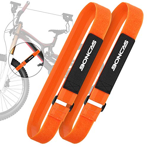 Boncas Adjustable Bike Rack Strap 24" Bicycle Wheel Stabilizer Straps with Innovative Gel Grip Keep The Bicycle Wheel from Spinning - Orange 2 Pack - Image 1