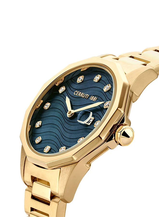CERRUTI 1881 Womens Round Shape Stainless Steel Analog Wrist Watch CIWLG2232401 30 mm Gold