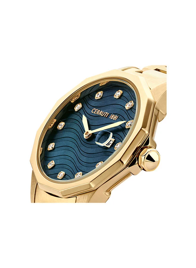 CERRUTI 1881 Womens Round Shape Stainless Steel Analog Wrist Watch CIWLG2232401 30 mm Gold