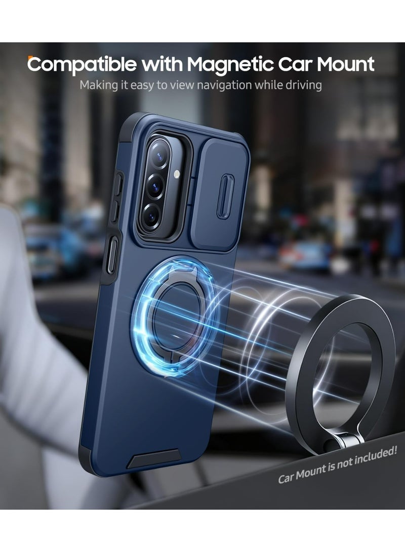 HaDoii for Samsung Galaxy A17/A16 5G Case, Ring Holder Stand, Slide Camera Cover, Dual-Layer Shockproof Protective, Magnetic Accessory, Blue - Image 4