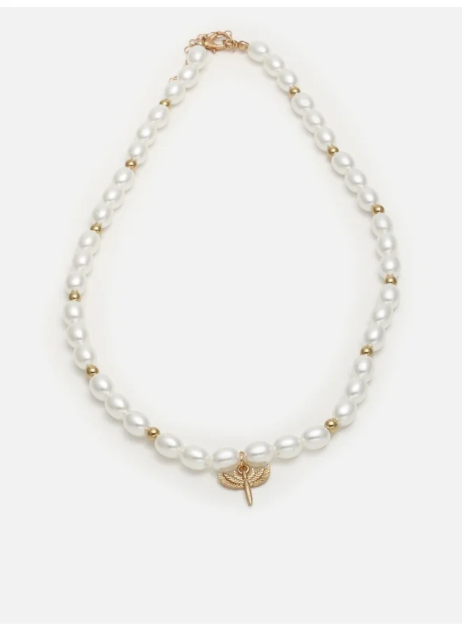 سوهي قلادة طوق الجناح - أبيض لؤلؤي