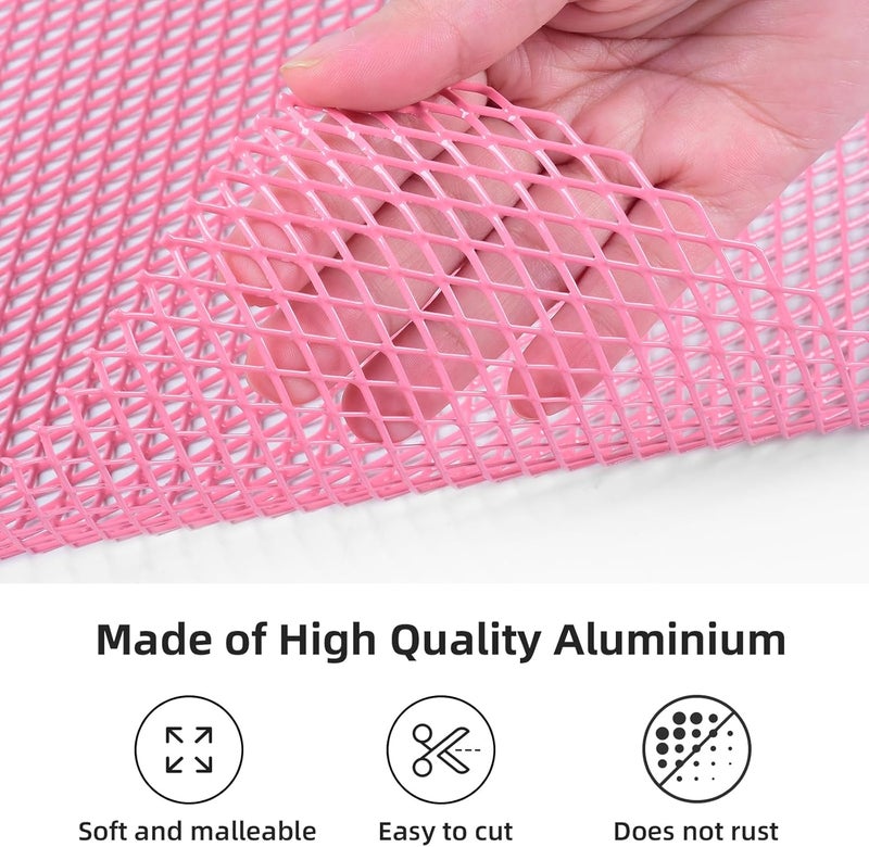 AggAuto Universal 40"x13" Car Grill Mesh - Aluminum Alloy Automotive Grille Insert Bumper Rhombic Hole 6x12mm, One of the Most Multifunctional Shape Grids Pink - Image 3
